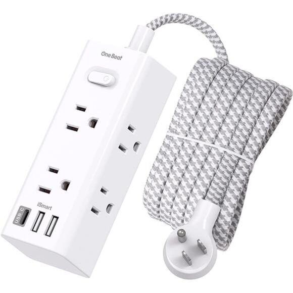 Power Strip Surge Protector Extension Cord with 6 Widely Outlets 3 USB Ports - Picture 1 of 7